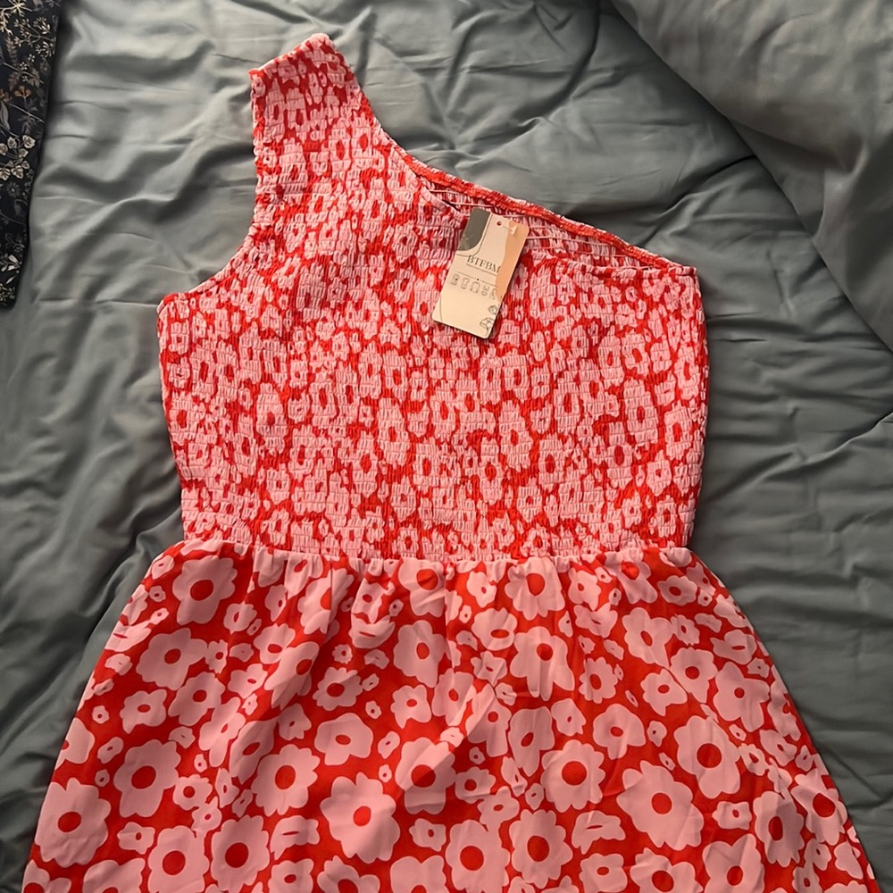 Women’s XL One Shoulder Summer Pink Floral print Dress